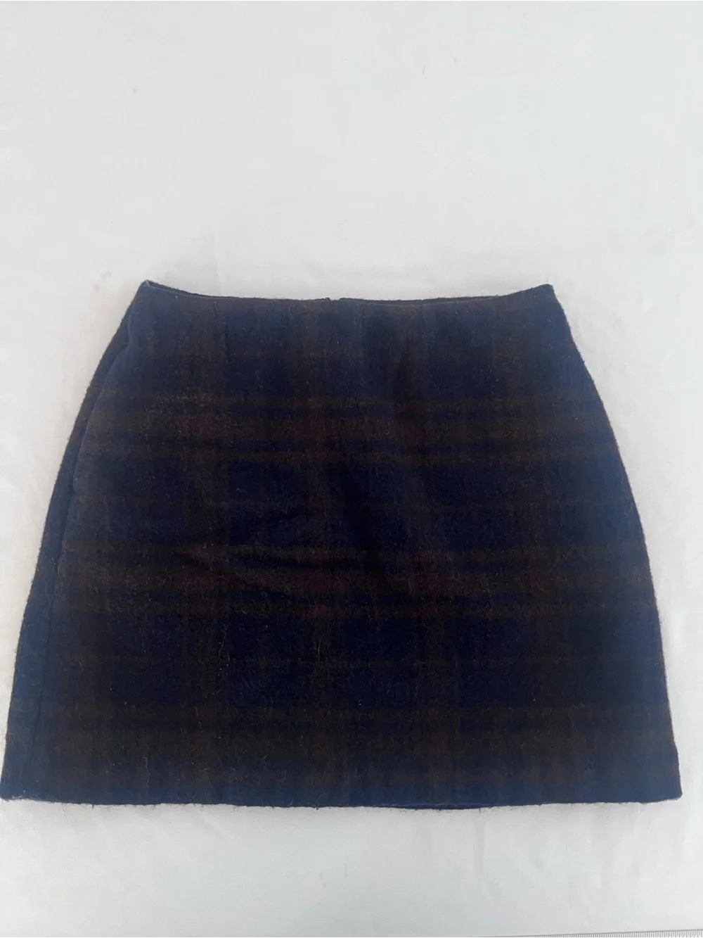 Uniqlo Wool Classic Navy Plaid Wool Mini Skirt